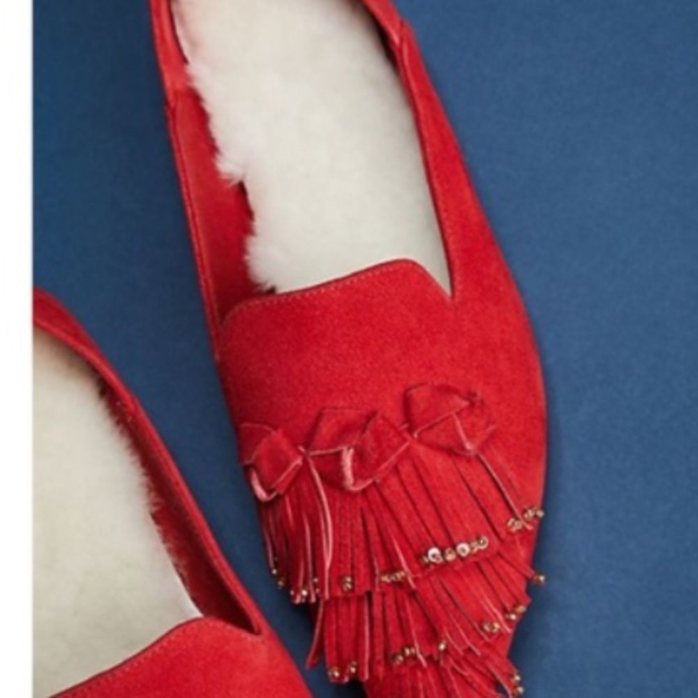 Anthropologie xLlani red suede slipper shoe new 👠 - Picture 2 of 4